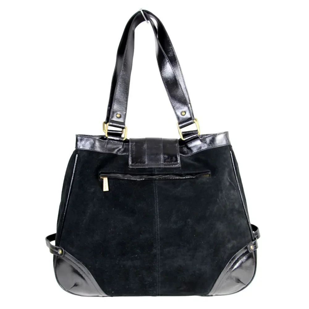 Timi & Leslie BLACK GENUINE LEATHER SUEDE BOHO TOTE SHOULDER BAG HANDBAG PURSE